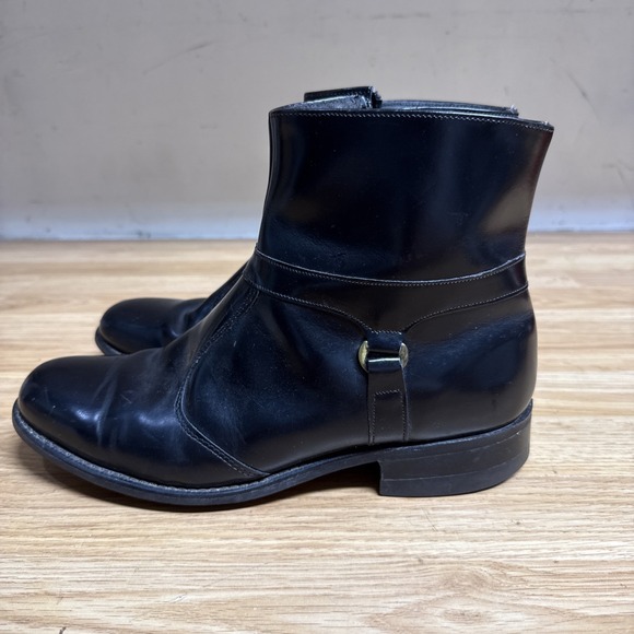 Vtg Stuart McGuire Men's Black Side Zip Ankle Boots Made in England Sz 9.5 - Picture 1 of 6